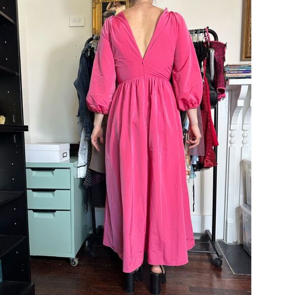 Tuckernuck Hyacinth House Fuschia Ruched V-Neck Gia Maxi Dress Size Small - Picture 7 of 8